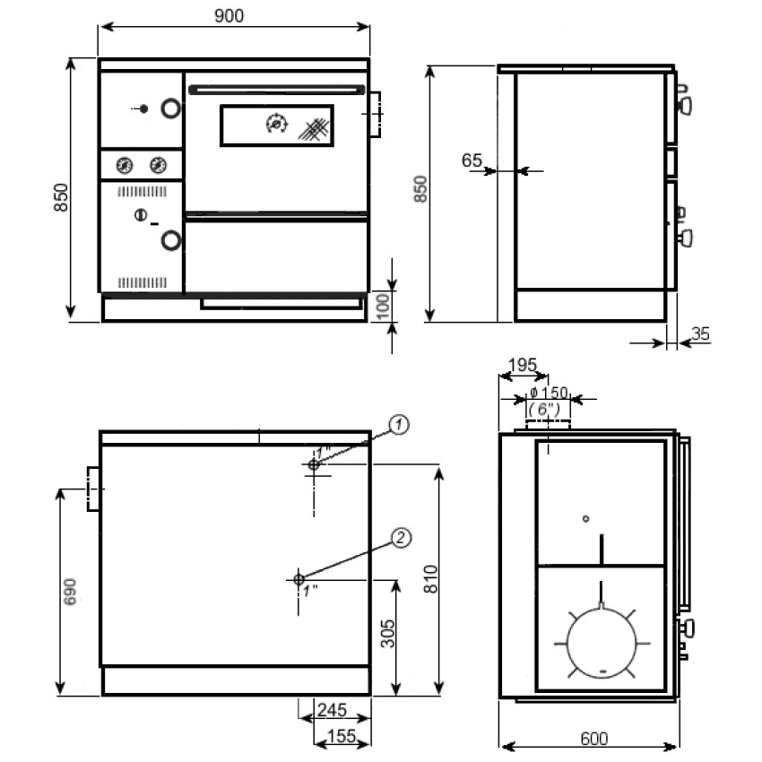 Centrālapkures plīts Term 20 right white 20kw