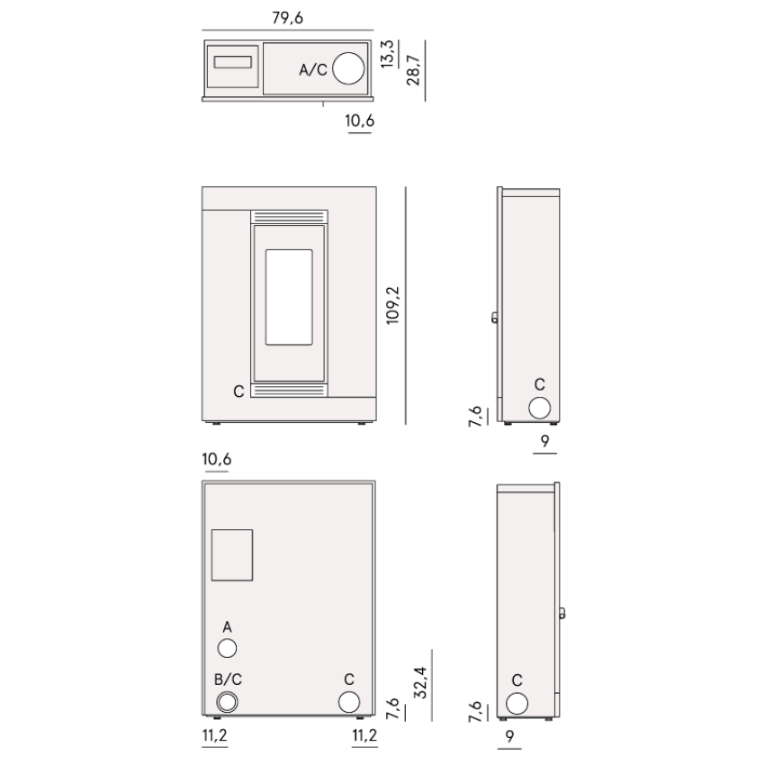 Granulu kamīnkrāsns LUCE PLUS 9