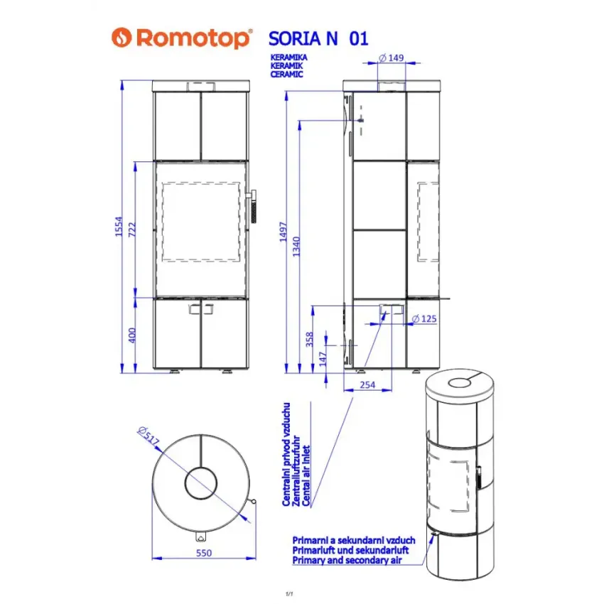 Kamīnkrāsnis SORIA N 01 keramika